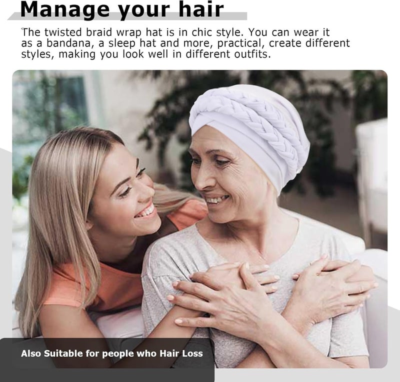 DRESHOW African Women Turban Caps Beanie Twist Headscarf Pre-Tied Double Twisted Braid Hair Cover Wrap Hat Chemo Cancer Cap - Image 3